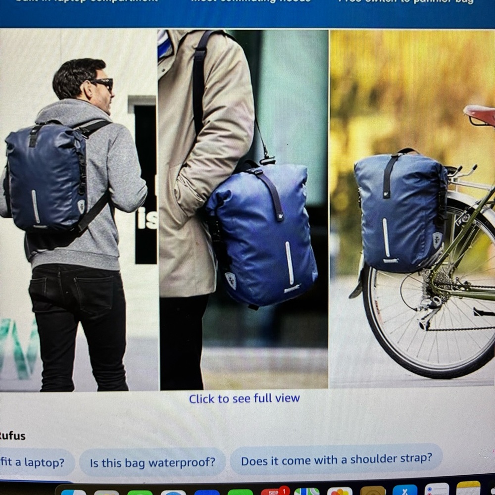 Water-Resistant Navy Messenger Bag with Reflective Strip